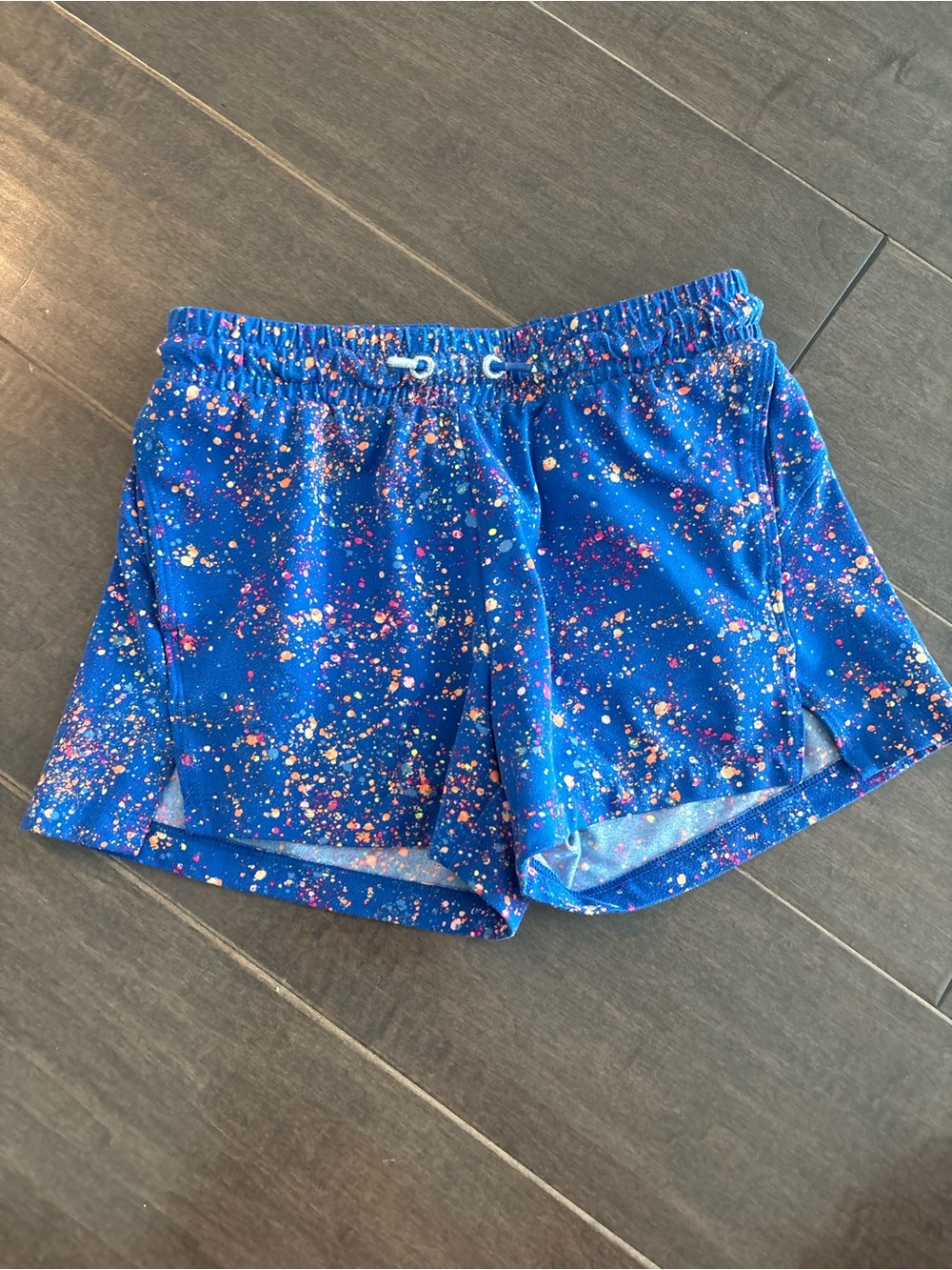 all in motion Blue Athletic Shorts with Multicolor Splatter